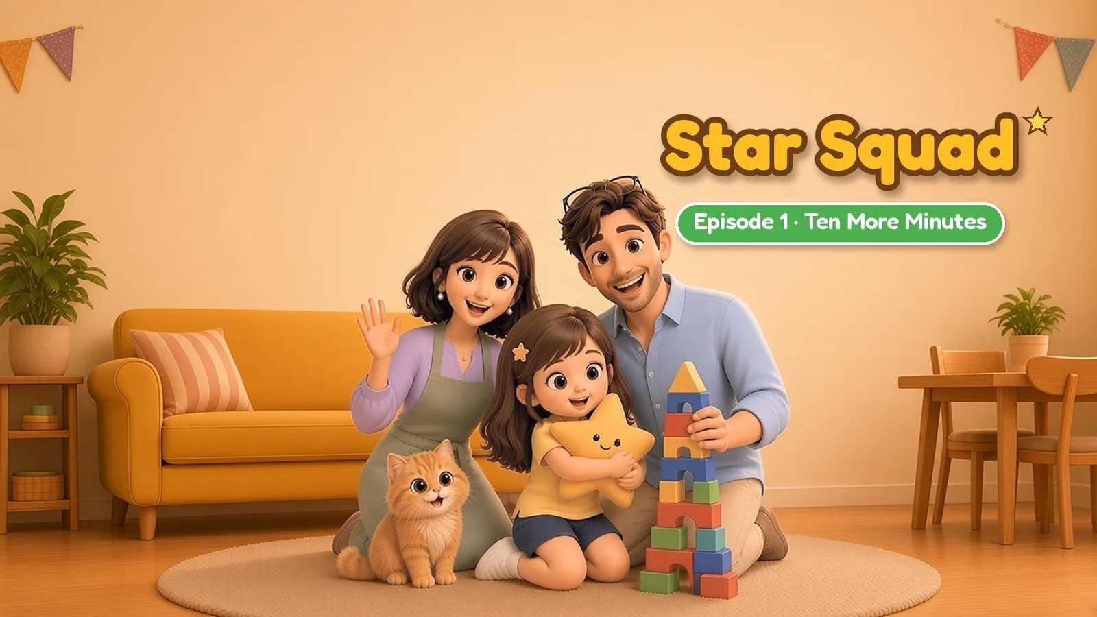 Star, Mom, Dad and Mochi the cat